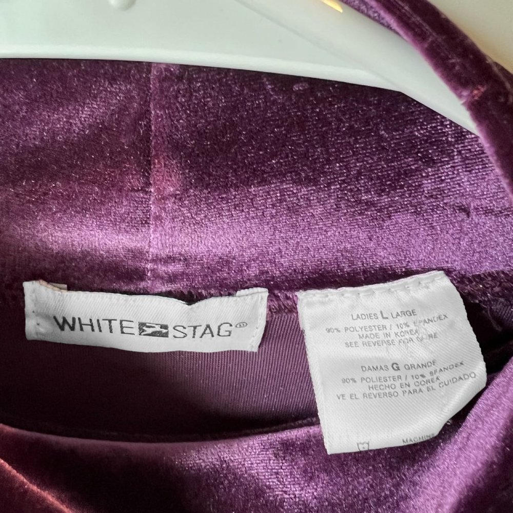 90s/y2k vintage purple velvet mock turtleneck top size L Friends short sleeve - Picture 4 of 4